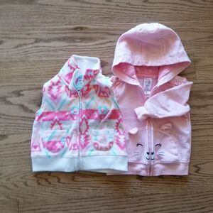 Carter's 6M Pink Hooded Jacket And Pink Aztec Vest Lot of 2